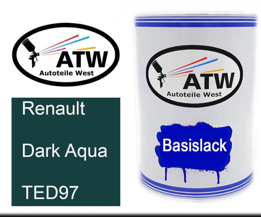 Renault, Dark Aqua, TED97: 500ml Lackdose, von ATW Autoteile West.